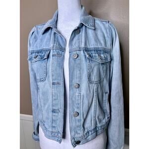 Gap Denim Jacket, Cropped Shrunken Puff Sleeves, Light Wash, Sz XS